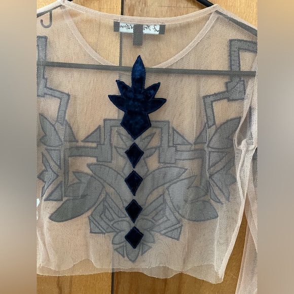 Rare For Love and Lemons FL&L Vienna Velvet Lace Sheer Crop Top XS - Picture 12 of 15